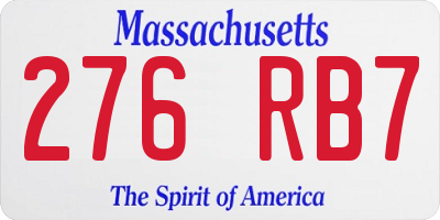 MA license plate 276RB7
