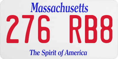 MA license plate 276RB8