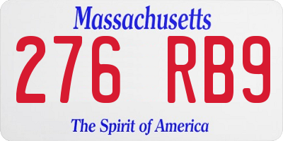MA license plate 276RB9