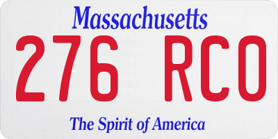 MA license plate 276RC0