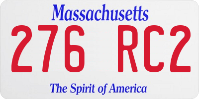 MA license plate 276RC2