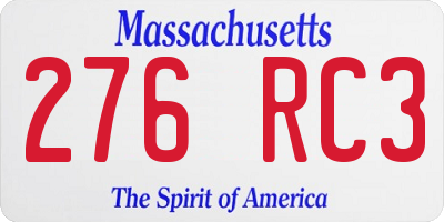 MA license plate 276RC3