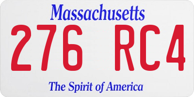 MA license plate 276RC4