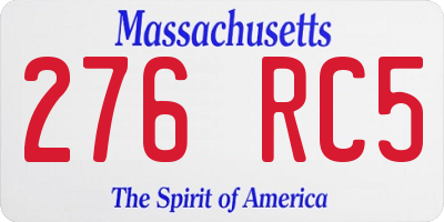 MA license plate 276RC5