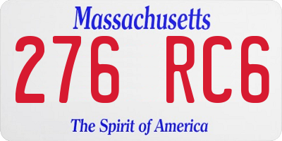 MA license plate 276RC6