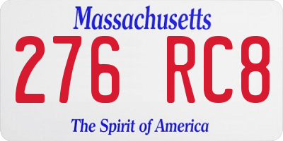 MA license plate 276RC8