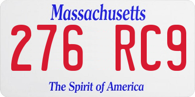 MA license plate 276RC9