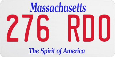 MA license plate 276RD0