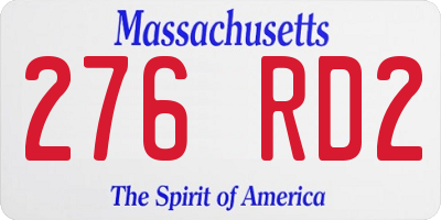 MA license plate 276RD2