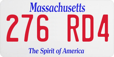 MA license plate 276RD4