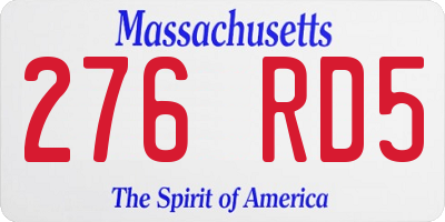 MA license plate 276RD5