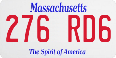 MA license plate 276RD6