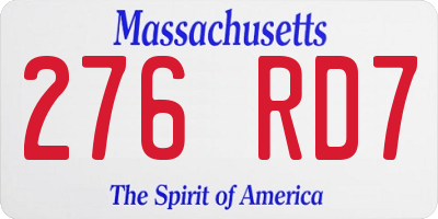 MA license plate 276RD7