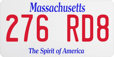 MA license plate 276RD8