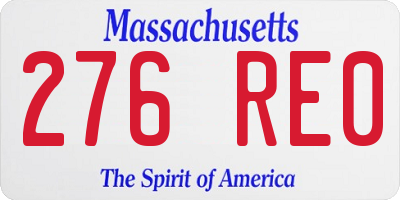 MA license plate 276RE0