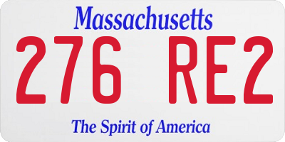MA license plate 276RE2