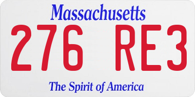 MA license plate 276RE3