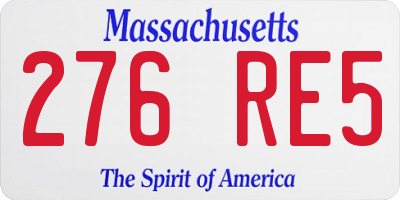 MA license plate 276RE5