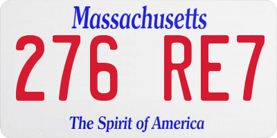 MA license plate 276RE7