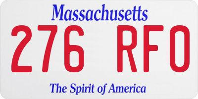 MA license plate 276RF0
