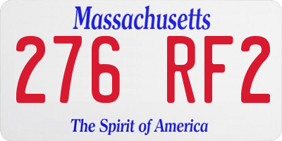 MA license plate 276RF2