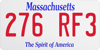 MA license plate 276RF3