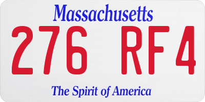 MA license plate 276RF4