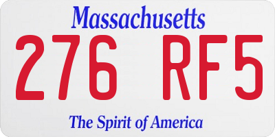 MA license plate 276RF5