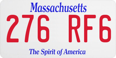 MA license plate 276RF6