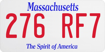 MA license plate 276RF7