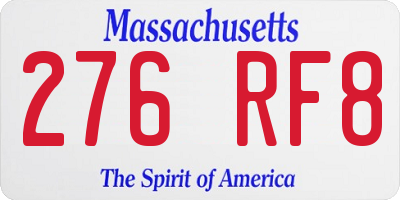 MA license plate 276RF8