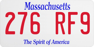 MA license plate 276RF9