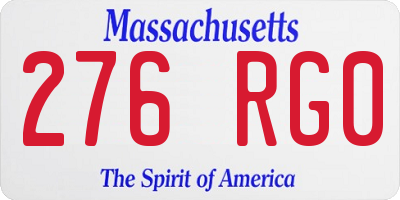 MA license plate 276RG0