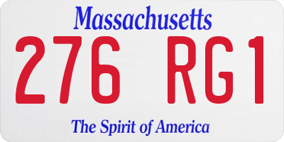MA license plate 276RG1