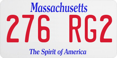 MA license plate 276RG2