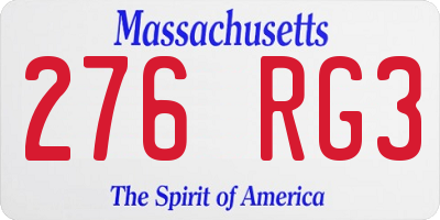 MA license plate 276RG3