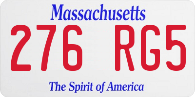 MA license plate 276RG5