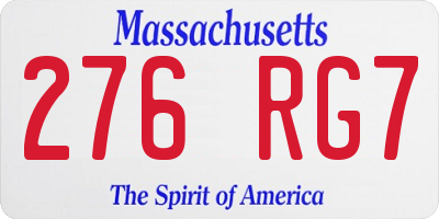 MA license plate 276RG7