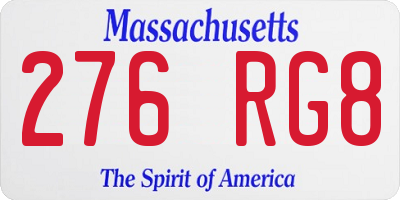MA license plate 276RG8