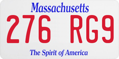 MA license plate 276RG9