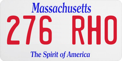 MA license plate 276RH0