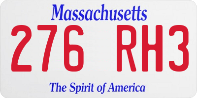 MA license plate 276RH3