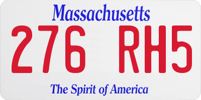 MA license plate 276RH5