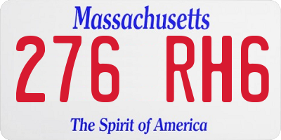 MA license plate 276RH6