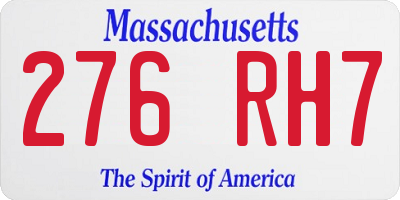 MA license plate 276RH7