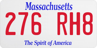 MA license plate 276RH8
