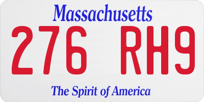 MA license plate 276RH9