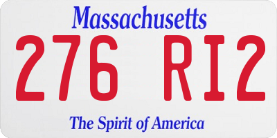 MA license plate 276RI2