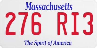 MA license plate 276RI3