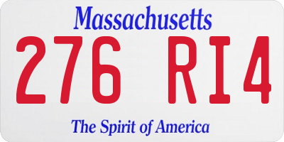MA license plate 276RI4